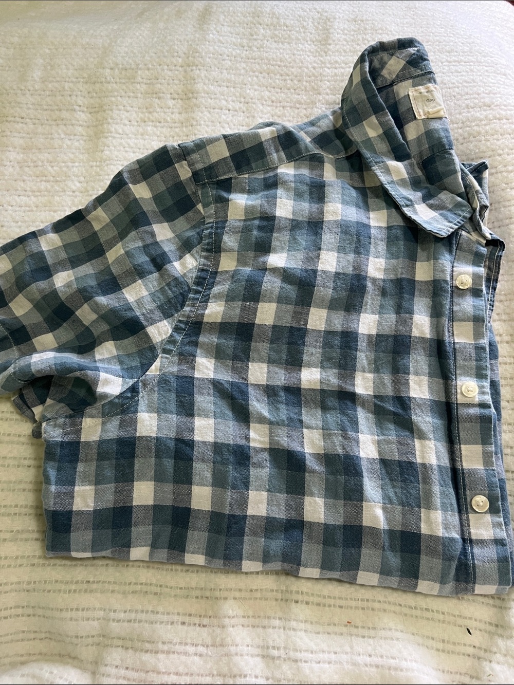 GAP MENS Blue and White Plaid Button-Up Shirt XXXL